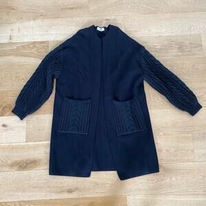 Zara - Cardigan with Cable Knit Sleeves & Pockets in Black